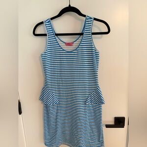 Blue and White Striped Dress with Sequin Detailing